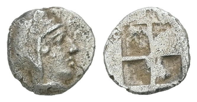 Mysia, Kyzikos. AR Hemiobol, 0.31 g. - 7.23 mm. Circa 480-450 BC. 
Obv.: Head of...