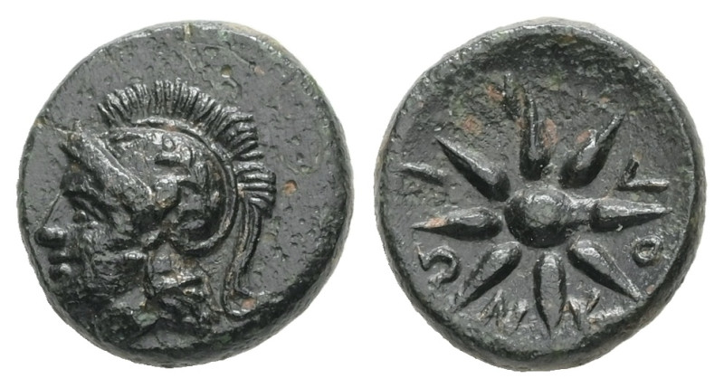 Troas, Kolone. AE. 1.38 g. - 11.36 mm. Circa 400-300 BC.
Obv.: Helmeted head of ...