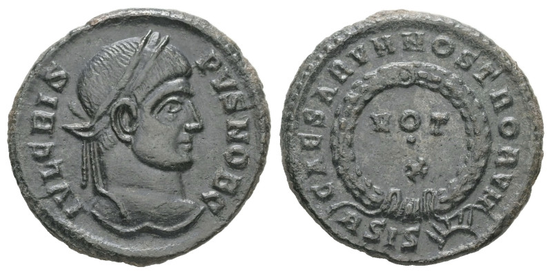 Crispus, AD. 316-326. AE Follis. 3.04 g. - 19.64 mm. Siscia, 1st officina, struc...