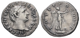 Trajan, AD. 98-117. AR Denarius. 2.84 g. - 19.32 mm. Rome.
Obv.: IMP CAES NERVA TRAIAN AVG GERM: Bust of Trajan, laureate, right; draped on left shoul...