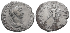 Trajan, AD. 98-117. AR Fourrée Denarius. 2.52 g. - 18.41 mm. Rome.
Obv.: IMP CAES P TRAIANO OPTIMO AVG GER PA. Bust of Trajan, laureate, draped, right...