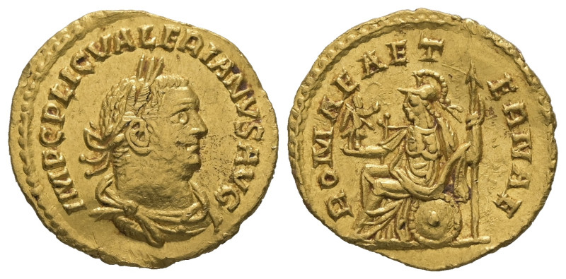 Valerian I. AD. 253-260. Aureus (Gold), 3.08 g. - 18.59 mm. Samosata mint, 1st e...