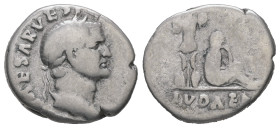 Vespasian, AD 69-79. AR Denarius. 2.97 g. - 17.36 mm. Rome. Judaea Capta commemorative.
Obv.: [IMP] [C]AESAR VES[PASIANVS AVG]. Head of Vespasian, lau...