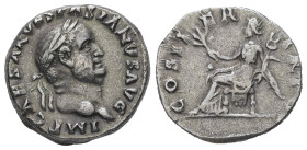 Vespasian, AD. 69-79. AR Denarius. 3.37 g. - 17.29 mm. Rome, struck 70 AD.
Obv.: IMP CAESAR VESPASIANVS AVG. Head of Vespasian, laureate, right.
Rev.:...