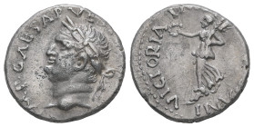 Vespasian, AD. 69-79. AR Denarius. 3.41 g. - 17.29 mm. Uncertain mint in Spain, struck circa 69-70 AD.
Obv.: IMP CAESAR VESPASIANVS AVG. Head of Vesp...