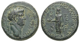 Phrygia, Cadi (Kadoi). Claudius, AD. 41-54. AE. 6.17 g. - 19.69 mm. Meliton, son of Asklepiados, magistrate. Circa 50-54 AD (?).
Obv.: ΚΑΙΣΑΡ ΚΛΑΥΔΙΟ...