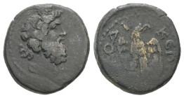 Phrygia, Laodikeia ad Lycum. Pseudo-autonomous. Circa 2nd century AD. AE. 3.00 g. - 15.69 mm.
Obv.: Draped bust of Serapis to right, wearing kalathos....