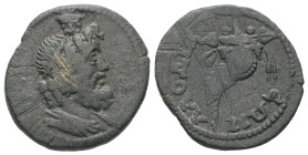 Phrygia, Laodikeia ad Lycum. Pseudo-autonomous. Circa 3rd century AD. AE. 5.11 g. - 21.16 mm.
Obv.: Draped bust of Serapis to right, wearing kalathos....