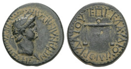 Phrygia, Prymnessus. Nero, AD. 54-68. AE. 3.30 g. - 16.23 mm. Klaudios Mithridates, magistrate. Circa 63-68 AD.
Obv.: ΝΕΡΩΝΑ ΚΑΙΣΑΡΑ ΠΡΥΜΝΗΣΣΕΙΣ. Laur...