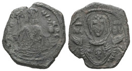 Alexius I Comnenus, AD. 1081-1118. AE Tetarteron. 2.27 g. - 18.74 mm. Thessalonica.
Obv.: MP-ΘV to left and right of Mary nimbate, bust facing, orans....