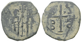 Andronicus II Palaeologus and Michael IX, AD. 1282-1328. AE Assarion. 2.45 g. - 21.99 mm. Constantinople.
Obv.: [AVTOKPATOPEC RωMAIωN]. Andronikos II,...