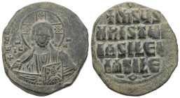 Anonymous Follis, Class A2. Basil II and Constantine VIII, AD. 976-1025. AE Follis. 11.71 g. - 31.03 mm. Constantinople.
Obv.: +ЄMM[A]- [NOЧHΛ] / IC-X...