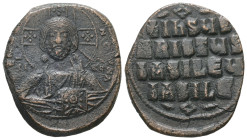 Anonymous Follis, Class A2. Basil II and Constantine VIII, AD. 976-1025. AE Follis. 9.18 g. - 28.45 mm. Constantinople.
Obv.: [+ЄMMA]- NOЧHΛ / IC-XC. ...