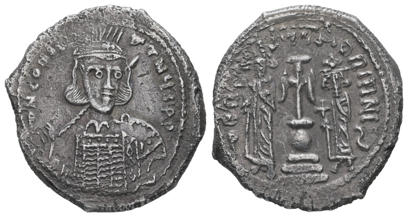 Constantine IV Pogonatus, Heraclius and Tiberius, AD. 668-685. AR Hexagram. 6.31...