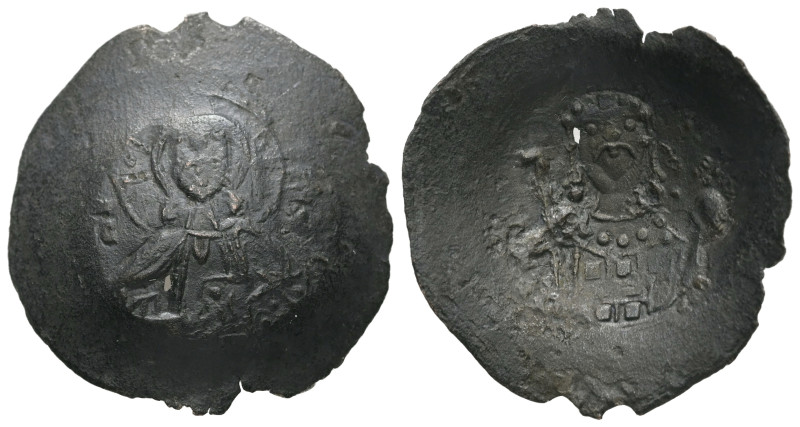 John II Comnenus, AD. 1118-1143. AE Aspron Trachy. 2.94 g. - 28.91 mm. Constanti...