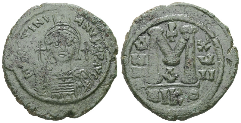 Justinian I. AD. 527-565. AE Follis. 20.95 g. - 35.31 mm. Nicomedia.
Obv.: D[NIV...