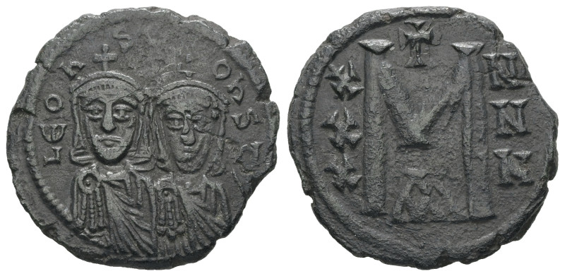 Leo III 'the Isaurian' and Constantine V, AD. 717-741. AE Follis. 4.98 g. - 23.7...