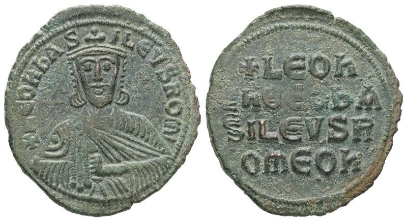 Leo VI the Wise, AD. 886-912. AE Follis. 6.13 g. - 27.79 mm. Constantinople.
Obv...