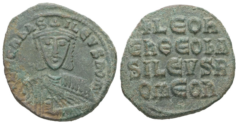 Leo VI the Wise, AD. 886-912. AE Follis. 6.52 g. - 26.38 mm. Constantinople.
Obv...