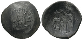 Manuel I Comnenus, AD. 1143-1180. AE Trachy. 3.26 g. - 26.79 mm. Constantinople.
Obv.: IC / XC. Christ, bearded and nimbate, wearing tunic and kolobio...