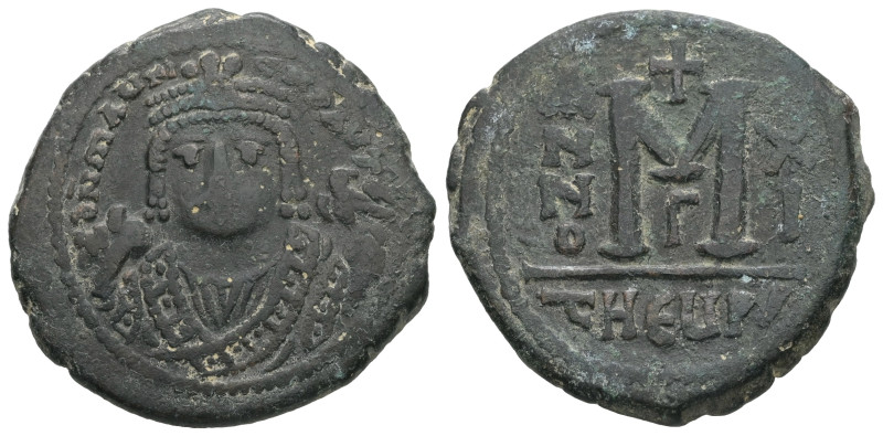 Maurice Tiberius, AD. 582-602. AE Follis. 11.35 g. - 28.82 mm. Theoupolis (Antio...