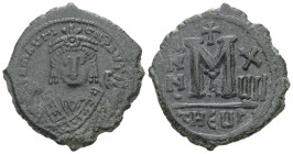 Maurice Tiberius, AD. 582-602. AE Follis. 11.40 g. - 30.11 mm. Theoupolis (Antioch).
Obv.: D N MAVΓI- CNPAVT. Frontal bust of Maurice wearing loros an...