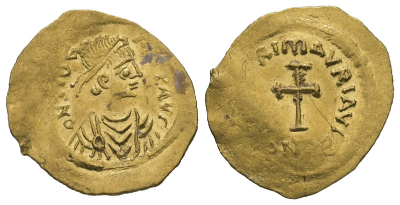 Maurice Tiberius, AD. 582-602. AV Tremissis. 1.46 g. - 17.80 mm. Constantinople....