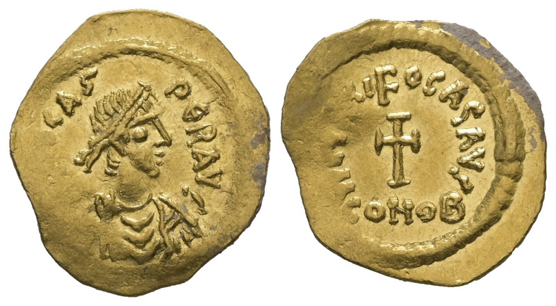 Phocas, AD. 602-610. AV Tremissis. 1.39 g. - 16.75 mm. Constantinople.
Obv.: [DN...