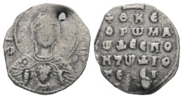 Romanus IV Diogenes, AD. 1068-1071. AR 2/3 Miliaresion. 0.91 g. - 16.51 mm. Constantinople.
Obv.: MP - ΘV. Bust of the Virgin facing, nimbate and wear...