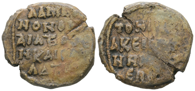PB Byzantine seal (AD 11th century)
Weight: 19.98 g.
Diameter: 32.05 mm.