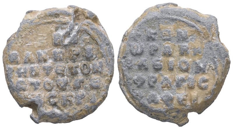 PB Byzantine seal of Basil Skribas, kensor, skribas and judge (AD 11th century, ...