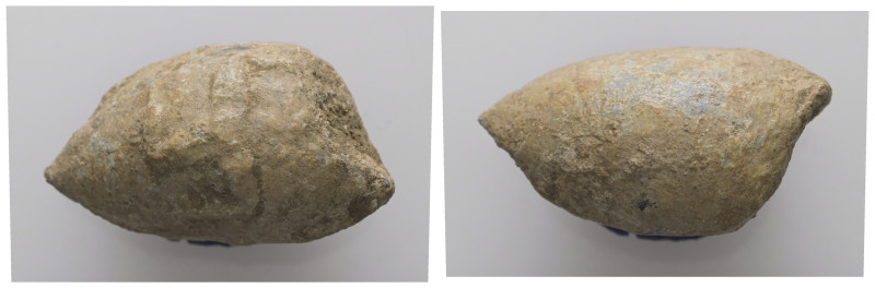 PB Greek sling bullet (c. 4th–1st century BC).
A sling bullet with triskeles on ...