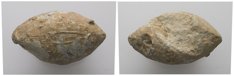 PB Greek sling bullet (c. 4th–1st century BC).
Sling bullet with an image of a ...
