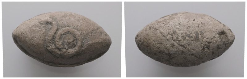PB Greek sling bullet. Thrace (c. 4th–1st century BC).
Sling bullet is with an i...