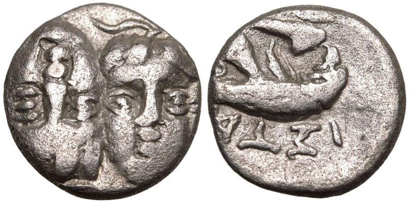 ANCIENT GREECE. MOESIA, ISTROS. 
Silver Drachm, circa 313-280 BC. 
Obv: two yo...