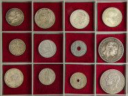 Lote 43 monedas. Siglo XIX y XX. ESPAÑA, GRAN BRETAÑA, RUSIA, MARRUECOS, PRUSIA, FRANCIA, AUSTRIA, Etc. AR, AE, Br. Destacan: 1 real 1952 Madrid, 2 ma...