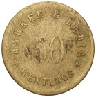 50 Céntimos. Principios de siglo XX. HARKER & BADIA. VALENCIA. Latón. Empresa envasadora y recolectora de fruta. RARA. MBC-.