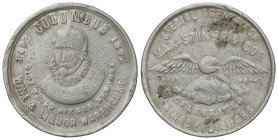 Token. 1892. MAX STINER & CO. Al. 4º centenario Columbus. Wines & Liquor Warehouse. MBC-.