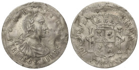 Ficha imitación 2 Reales. G. WELL y Cª. BUENOS AIRES. ARGENTINA. Rev.: HISPAN ET IND. REX BOT. DE PLA. Armas de Castilla. 3,89 grs. AR. Relojeros en c...