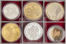 Lote 6 medallas. 1989 a 2015. ALEMANIA (4) y ESTADOS UNIDOS (2). AR, CuNi, Bimetalica. Ø 35 a 40 mm. Todas diferentes. Incluye unificación de Alemania...