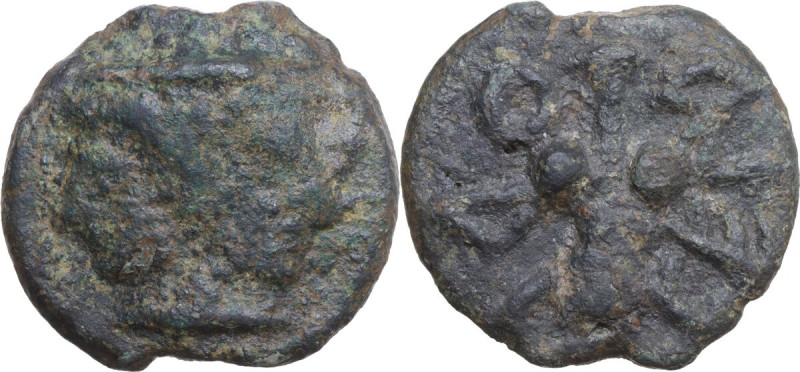 Greek Italy. Etruria, Volaterrae. AE Cast Sextans, 3rd century BC. Obv. Janiform...