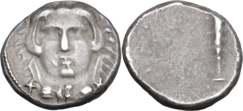 Greek Italy. Etruria, Populonia. AR 20-Asses, c. 300-250 BC. Obv. Facing head of...