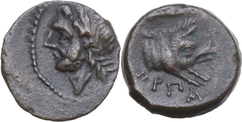 Greek Italy. Northern Apulia, Arpi. AE 15 mm, c. 325-275 BC. Obv. Laureate head ...