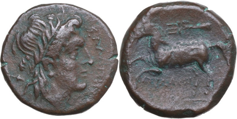 Greek Italy. Northern Apulia, Salapia. AE 22 mm, c. 225-210 BC. Obv. Laureate he...