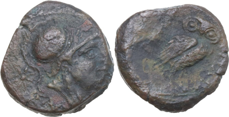 Greek Italy. Northern Apulia, Salapia. AE 13.5 mm, c. 225-210 BC. Obv. Head of A...