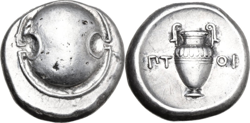 Continental Greece. Boeotia, Thebes. AR Stater. Struck circa 379-368 BC. Ptoi-, ...