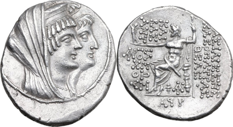 Greek Asia. Seleucid Kings. Cleopatra Thea and Antiochos VIII. AR Tetradrachm, D...
