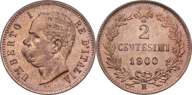 Umberto I (1878-1900). 2 centesimi 1900. Pag. (decimali) 624; MIR (Savoia) 1108f...