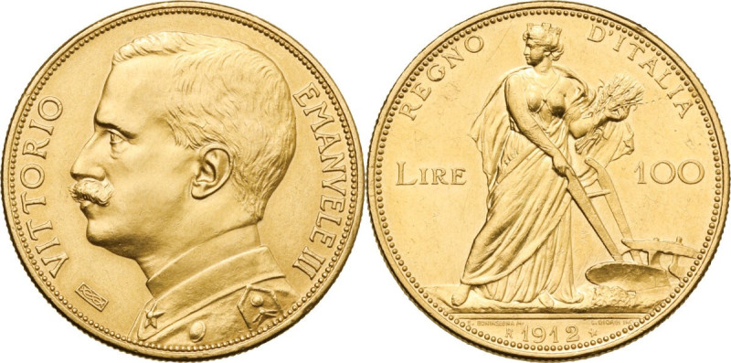 Vittorio Emanuele III (1900-1943). 100 lire 1912 Aratrice. Pag. (decimali) 641; ...