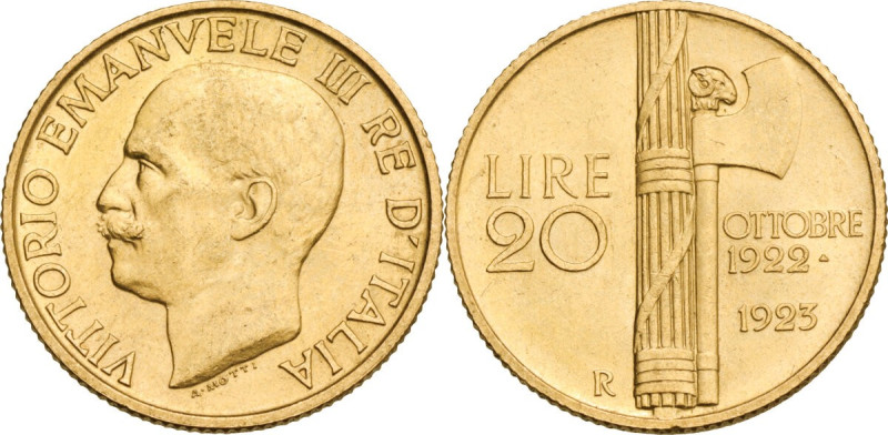 Vittorio Emanuele III (1900-1943). 20 lire 1923 fascetto. Pag. (decimali) 670; M...
